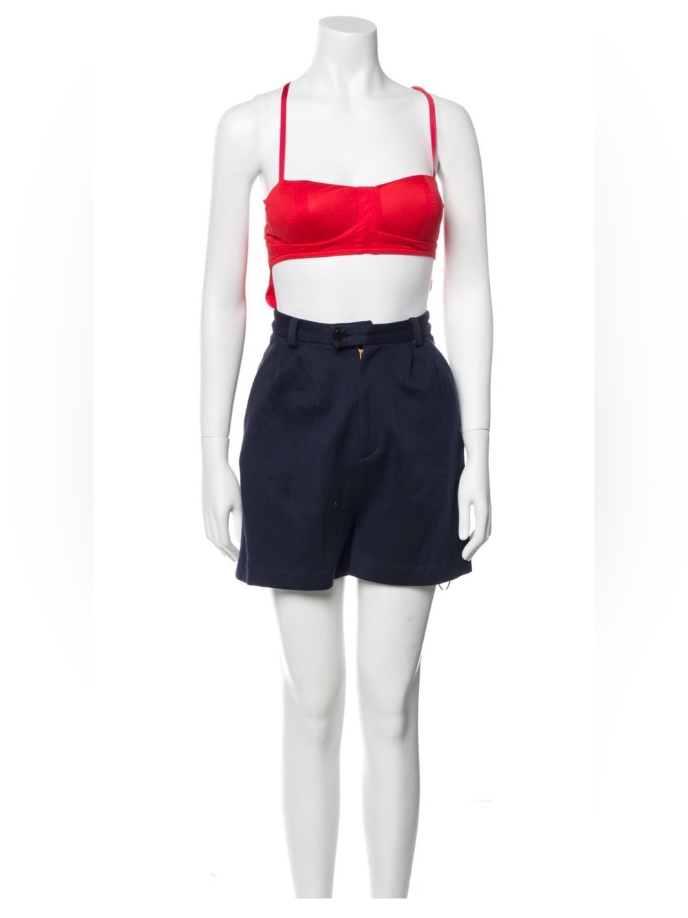 OPENING CEREMONY Colorblock Cutout Bustier Romper Red Navy XS US 0 2